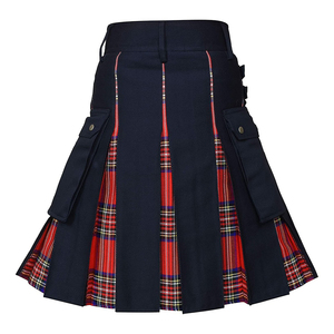 Kilt utilitaire en tartan personnalisé pour homme avec sangles en cuir hybride, prix d'usine, service OEM disponible - Product Image 3