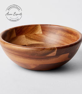 Bol de piédestal en bois rustique Acacia bois salade fruits service affichage décor ustensiles de cuisine naturel Artisan - Product Image 6