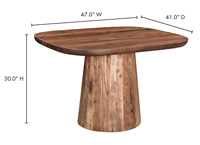 Piédestal en forme de tambour de style rustique moderne Base en bois d'acacia massif avec table conique Finition naturelle à base d'eau Table à manger