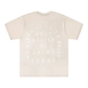 2025 personnalisé col rond goutte épaule lavage t-shirt Streetwear surdimensionné poids lourd 100% coton Vintage lavé t-shirt pour hommes - Product Image 1