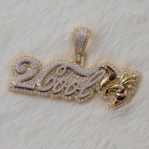 Pendentif lettre glacé, pendentif personnalisé VVS Moissanite, breloque en argent 925, bijoux hip hop glacés pour lui/elle, testeur de passe - Product Image 1