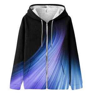 Vente en gros de sweat-shirts à capuche zippés pour femmes, personnalisés, bleu néon, style streetwear, haute qualité, poches kangourou sur le devant, séchage rapide - Product Image 1