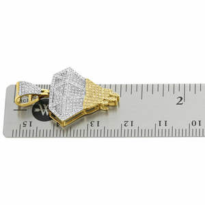 Colgante de moissanita de corte princesa de 1,20 CT chapado en oro amarillo de 10 quilates con diseño de goteo elegante en colgantes finos de estilo Hip Hop - Product Image 5