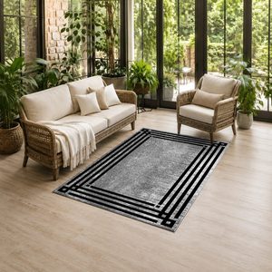 RUGS DEPOT LXDP-0709 Wholesale Charcoal Grey Contemporary Geometric Digital Printed Machine Washable Chenille Area Rug Non <b>Slip</b> - Product Image 6