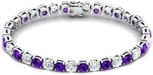 Pulsera de Plata de Ley 925 con Amatista Natural, Gema de Febrero, Brazalete Hecho a Mano - Product Image 4