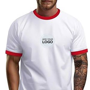 T-shirt pour homme Ringer, nouvelle mode estivale, col rond, coupe ample et couleurs unies - Product Image 5