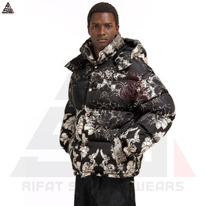 Custom Made Logo Men's <b>Mandarin</b> <b>Collar</b> Winter Waterproof Windproof Canvas Bubble <b>Jacket</b> Quilted Outdoor Sublimation - Product Image 2