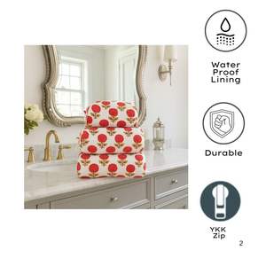 Eco-Friendly <b>Quilted</b> Cotton Zipper Portable for <b>Bag</b> Set 3 Floral Block Print Travel <b>Makeup</b> Pouches Handmade Cosmetic - Product Image 3