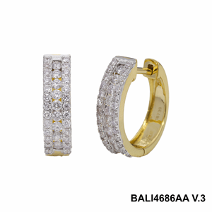 Luxury 14K Gold <b>Fine</b> Jewelry 0.76 TCW Natural Diamond Round Hoop <b>Earrings</b> 4.05g for Women - Product Image 2