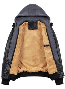 Chaqueta de Cuero Premium para Hombre con Capucha, Diseño Personalizado, Elegante, Cómoda, Duradera, Cálida, Moda Casual, Ropa de Calle, Venta al por Mayor - Product Image 5