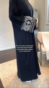 Ropa musulmana tradicional de mujer modesta elegante islámica hermosa mano trabajo Abaya estilo Dubai-accesorio incluido - Product Image 2