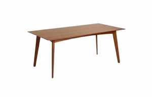 Table à manger en bois de manguier massif rétro Monaco avec pieds effilés et finition élégante en noyer - Product Image 3
