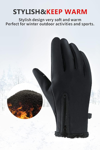 Gants de ski d'hiver chauds et coupe-vent avec logo personnalisé, mitaines confortables en cuir, technologie d'écran tactile, offre spéciale, étanches - Product Image 5