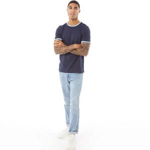 Camiseta Ringer de manga corta de poliéster-Algodón Camiseta de manga corta de contraste para hombre Camiseta Ringer Tee Camisetas de microfibra - Product Image 3