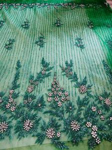 Best Price 100% Polyester Luxury <b>Beaded</b> <b>Fabric</b> with Zircon Handmade Indian Supplier Garments Making Woven and Mesh Pattern - Product Image 4