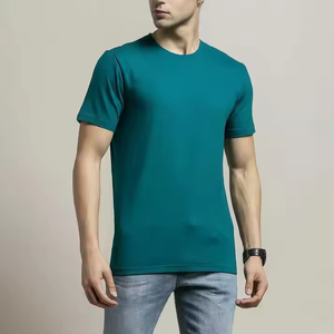 T-shirt pour homme à manches courtes et col rond en jersey 100% coton, coupe classique, couleur unie, style décontracté - Product Image 2