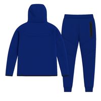Ensemble de survêtement pour homme, veste à capuche zippée et pantalon de jogging en polaire technique, bleu marine, vêtements de sport pour l'entraînement