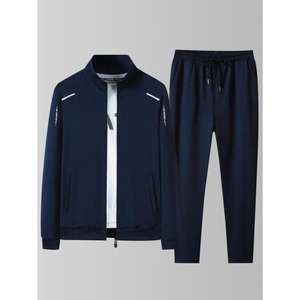 Traje de chándal liso gris Simple de alta demanda Vestido de ejercicio de la mañana Traje de correr de lana cómodo para inviernos - Product Image 5