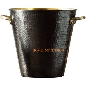 Seau à bouteille de vin en métal en cuir de grande taille avec poignées Seau à vin décoratif de table de forme personnalisée de qualité supérieure - Product Image 2