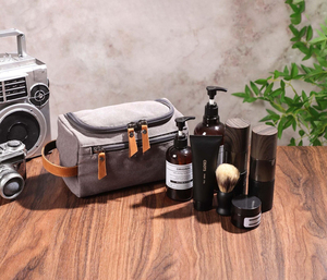 Neceser de lona de cuero clásico Dopp Kit Hombres Estuche de afeitar de viaje Organizador de lavado de aseo - Product Image 2