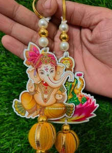 Ganesha en bois tenture murale Ganpati Temple décoration Ganesh Ji et Lakshmi Ji ensemble décor de mariage pendaison de crémaillère cadeau fête faveur - Product Image 4