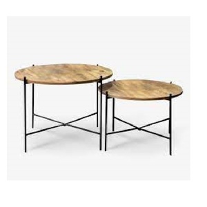 Mesa de café y té de metal y madera de tendencia industrial Diseño moderno Sala de estar Tamaño personalizado Forma Color Usos en el hogar Hotel - Product Image 5