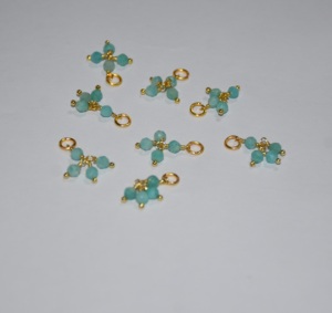 Perles enveloppées d'un seul fil d'amazonite naturelle de qualité supérieure. Gemstone Dangle1 + 3 perles de fil unique Pièces de chapelet pour la fabrication de bijoux - Product Image 6