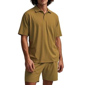 OEM personalizado de los hombres casuales para la camisa de Polo y corto conjunto de gran oferta de nailon que absorbe el sudor de poliéster sólido patrón de tela de lona - Product Image 4