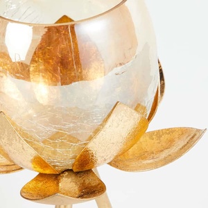 New Designing Gold Smoke Glass <b>Candle</b> Holder With Flower & Legs Stand Base Handmade <b>Candle</b> Holder <b>Lanterns</b> Customized Home Decor - Product Image 4