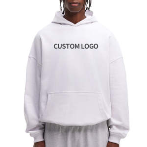 Sweat à capuche brodé uni teint imprimé personnalisé tissu polaire doux pull-over tendance sweat coupe surdimensionnée coton écologique pour - Product Image 1