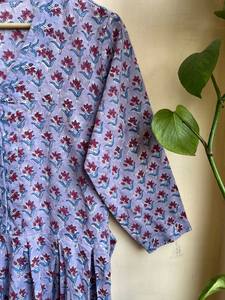 Violet indien imprimé robe menthe Boho robe courte bloc impression collection indien tuniques main robe coton longue robe - Product Image 3