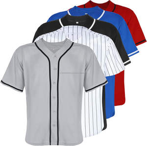 High Quality Baseball Jersey V-Neck Softball Full Button Sleeveless Jerseys for <b>Men</b> - Product Image 3