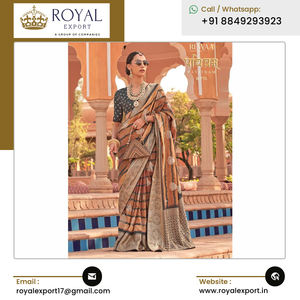 Design élégant et accrocheur Vêtements de mariage en soie imprimée avec du papier d'aluminium Saree en soie de haute qualité d'Inde - Product Image 2