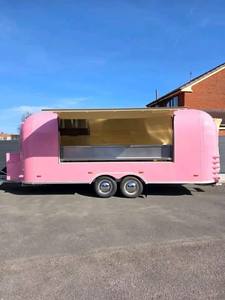 Remolque de Comida Móvil Rosa, Camión de Comida Retro, Carrito de Cocina Personalizado con Doble Eje Tándem para Catering al Aire Libre - Product Image 5