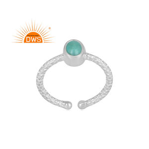 แหวนอัญมณีสีเทอร์ควอยซ์ธรรมชาติแร่เงินแท้ปรับได้ดีไซน์ทำด้วยมือล่าสุด - Product Image 1