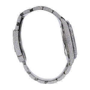 Montre en quartz sertie de moissanite avec cadran romain, acier inoxydable tendance - Product Image 3