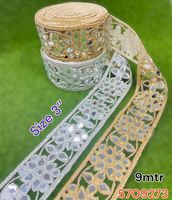 Dentelle brodée de paillettes sur mesure avec motif floral vintage, écologique, 100% coton pour chaussures et sacs