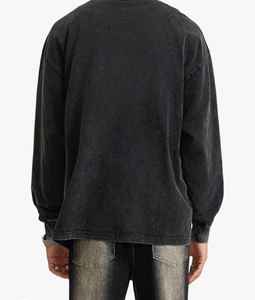 Sweat Homme Baggy Crewneck Top Manches Longues Lavé à l'Acide Streetwear en Polyester/Coton Teint Uni pour l'Hiver - Product Image 4