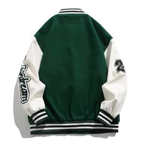 Chaqueta Universitaria de Lana al por Mayor con Mangas de Cuero, Bordado Personalizado, Unisex, Estilo Retro Bomber - Product Image 6