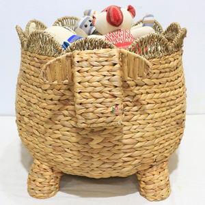 Panier de rangement tissé à la main en forme d'animal décoratif écologique motifs floraux de jacinthe d'eau brodés uniques Style Dong Thap - Product Image 2