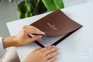 <b>Leather</b> <b>A4</b> With Elastic Center Holder Menu Holder With Embossing Restaurant <b>Folder</b> Binder Custom Cover LMC-0023 - Product Image 5