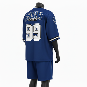 Conjunto de Pantalones Cortos de Malla Premium, Transpirable, de Poliéster, Diseño de Paneles Azul y Blanco, Sublimación y Logotipo de Tackle - Product Image 5