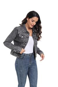 Chaquetas de mujer Lady Jean Jacket Chaqueta de mezclilla de manga larga para mujer Ropa de mujer Color personalizado Cantidad Abrigo personalizado Algodón OEM - Product Image 4