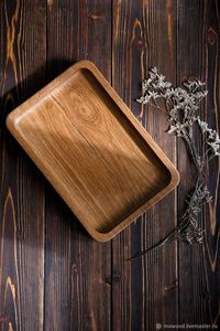 Plateau de service en bois moderne – Plateau rectangulaire en bois naturel pour le petit-déjeuner, les verres à eau et les collations. - Product Image 3