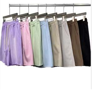 กางเกงขาสั้นผู้ชายผ้าแคนวาสแบบแห้งเร็วเทอร์รี่สไตล์วินเทจซีดจางสตรีทใส่วิ่งออกกำลังกายสีพื้น - Product Image 1