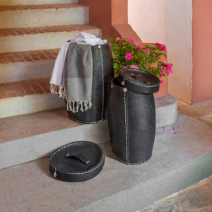 Panier à jouets décoratif en caoutchouc recyclé rustique fait à la main vietnamien avec couvercle organisation de stockage à domicile pour intérieur extérieur - Product Image 3