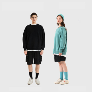 เสื้อสเวตเตอร์คอกลมสไตล์สตรีทของผู้ชายเสื้อสเวตเชิ้ตขนาดใหญ่น้ำหนักมากสำหรับเสื้อผ้าฝ้ายผสม - Product Image 6