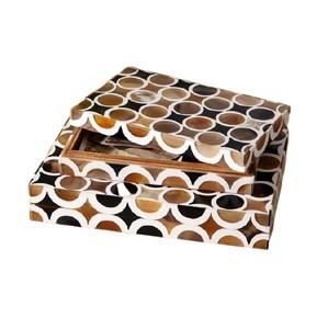 Caja de joyería pura Premium hecha a mano para mujer organizador de almacenamiento de diseño apilable caja decorativa hecha con cuerno - Product Image 4