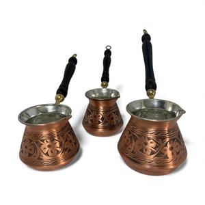 Ensemble de cafetières turques traditionnelles orientales en cuivre, gravées, en forme de triangle, pour la cuisine, le thé, le lait, les cadeaux, verre, céramique, plastique - Product Image 2