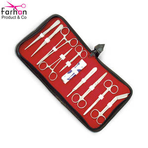 Customized 9 Pieces Surgical Kits With <b>Scalpel</b> Handle Knifes <b>Blades</b> Scissor Tweezer Tools Sets With Leather Case - Product Image 1